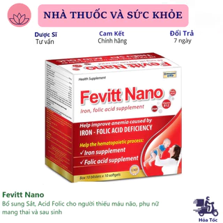 Viên uống Fevitt Nano bổ sung Sắt, Acid Folic cho người thiếu máu não, phụ nữ mang thai và sau sinh