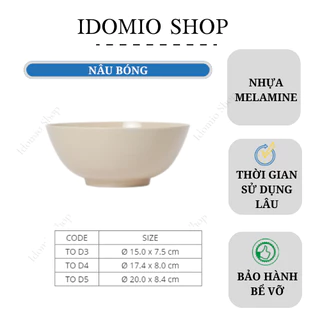 Tô Nhựa Sâu Lòng Màu Nâu Nhiều Size