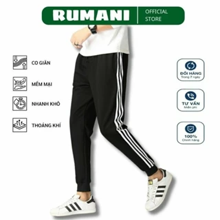 Quần jogger nam nữ thể thao chất dày dặn, quần tập thể dục 3 sọc RUMANI