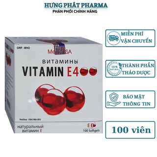 Viên uống đẹp da Vitamin E 400 Đỏ giúp làm đẹp da, chống lão hóa hộp 100 viên