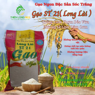 Gạo ST 21 (Long Lài ) Thiên Long Rice Đặc Sản Sóc Trăng Túi 5 Kg Hàng Loại 1 Thơm Dẻo Vừa Ngọt Cơm