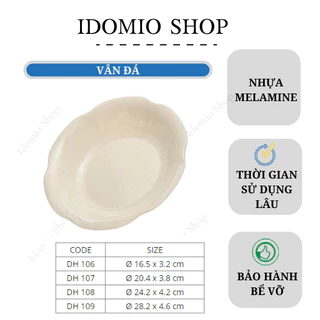 Dĩa Nhựa Melamine Hoa Kiểu Vân Đá Kem