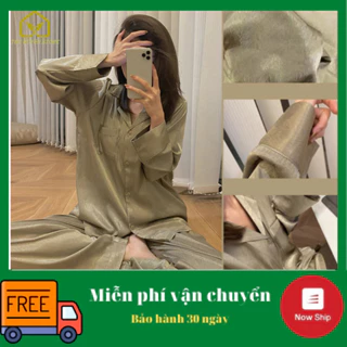 Bộ Đồ Ngủ Dài Tay Chất Liệu Lụa Lạnh Cao Cấp Thời Trang Xuân Thu Hàng Mới Dành Cho Bạn Nữ Mặc Ở Nhà