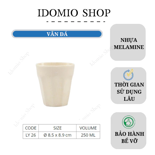 Ly Nhựa Melami Vân Đá Kem Cao Cấp – LY26VD