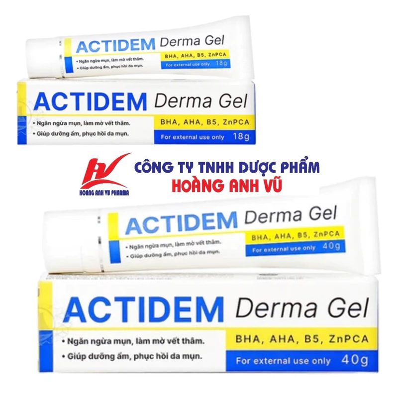 ACTIDEM DERMA GEL - AHA, BHA, ZINC, B5 - GIẢM MỤN MỜ THÂM, DƯỠNG DA, PHỤC HỒI DA MỤN