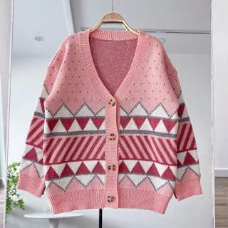 Áo Khoác Len Cardigan Hoạ Tiết Thổ Cẩm Nhiều Màu Dễ Thương, Labibi