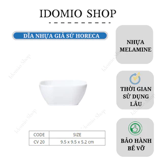 Chén Nhựa Melamine Vuông Trắng Cho Nhà Hàng- CV20