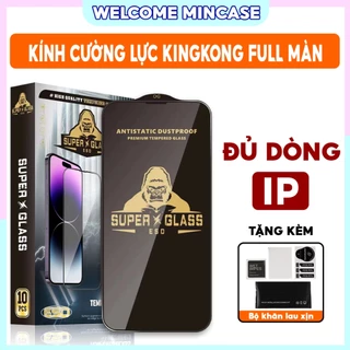 Kính cường lực Kingkong Đen IP 6 6s 7 8 x xs xr 11 12 13 14 15 max pro plus bảo vệ màn hình