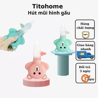 Dụng cụ hút mũi cho bé hình gấu thiết kế đầu hút Silicone mềm mại, chống chảy ngược,nhỏ gọn