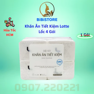 (Hoả Tốc HCM) Lốc 4 Gói - Khăn Giấy Ăn Tiết Kiệm Lotte Choice L Gói 200 Tờ