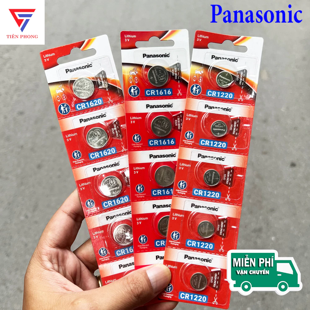 VỈ 5 VIÊN pin Panasonic CR1632, CR1620, CR1616, CR1220 3V chính hãng pin chìa khóa ô tô, xe máy