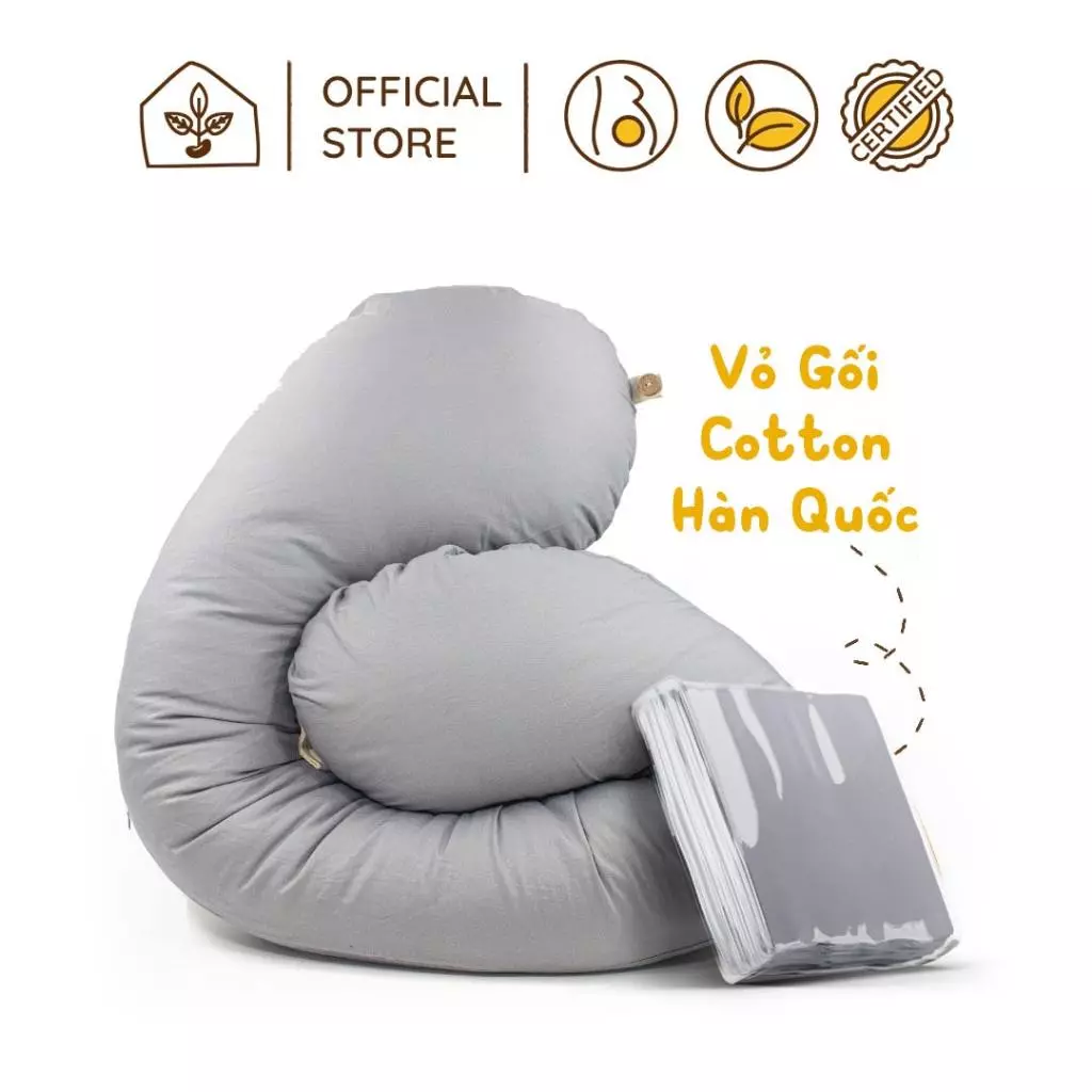 Vỏ gối bầu đậu khuyết chất liệu Linen màu ghi xám | Nhà Đậu