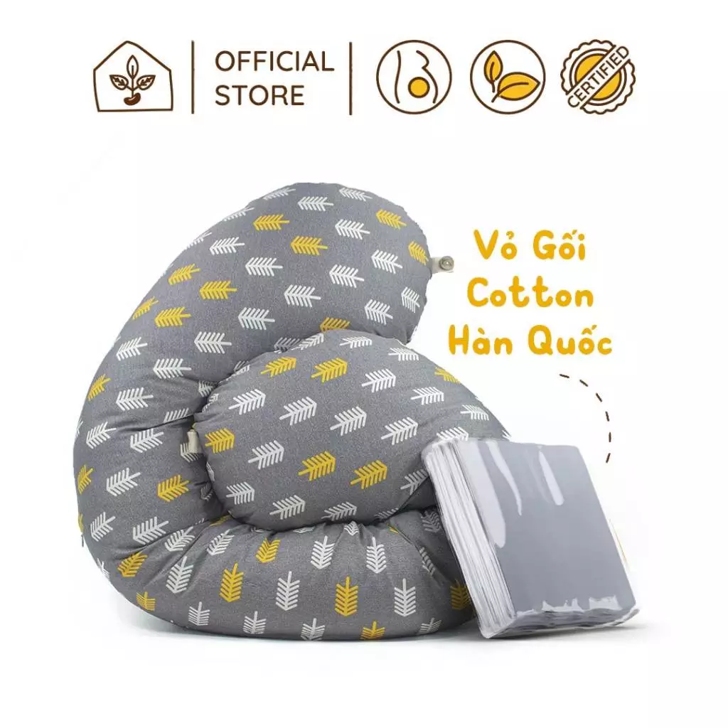 Vỏ gối bầu đậu khuyết chất liệu Linen họa tiết xương cá | Nhà Đậu