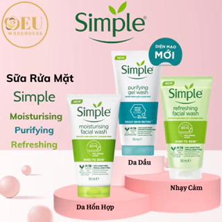 [UK- Xtay] Simple Sữa Rửa Mặt - Tẩy Trang - Toner - Mẫu Mới Bộ sản phẩm Simple Dịu nhẹ Sạch Sâu, Lành Tính, Cân Bằng pH