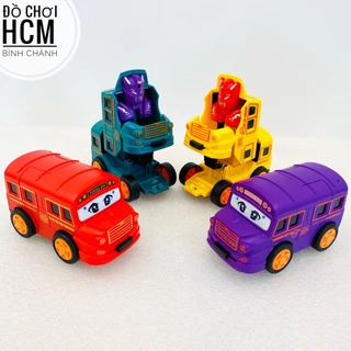 [HÌNH CLIP THẬT] Đồ chơi xe school bus mini biến hình robot dành cho bé thích khám phá mô hình xe ô tô, xe buýt 325