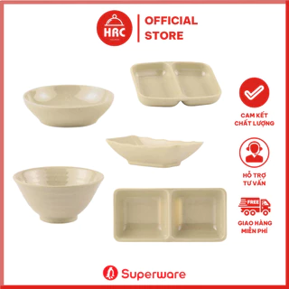 Chén Chấm 2 Ngăn Đĩa Chấm Nhỏ , Chén Đựng Gia Vị Nhiều Kiểu Dáng 100% Nhựa Melamine Superware Màu Be