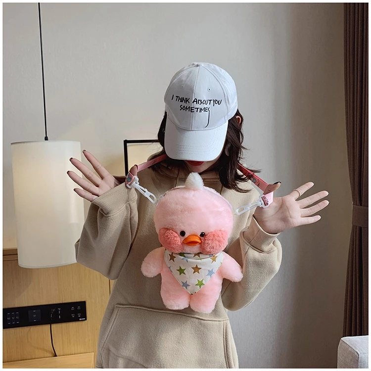 Túi đeo chéo bé Vịt Bông Má Hồng đeo yếm siêu cute