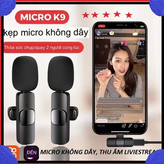 Mic Micro Thu Âm Không Dây Cài Áo Lọc Tiếng Ồn Cao Cấp Livestream Quay Video Ghi Âm Cho Điện Thoại K9