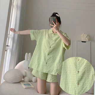 Set Bộ Đồ Ngủ Pijama OWW Nữ Họa Tiết Kẻ Caro JEM CLOSET  Phong Cách Hàn Chất Xốp Mịn Mát Siêu Dễ Thương 8132 ( Size 1 )