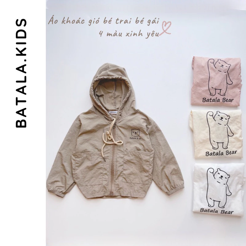 Áo gió chống nắng cho bé Batala kids,AOGIOGAU áo gió Mỏng trẻ em 1 lớp chất liệu vải gió mềm nhẹ cho bé từ 10- 22kg