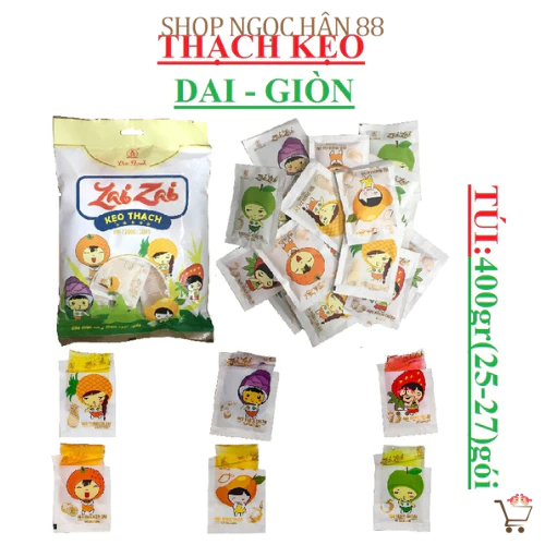 Thạch ZaiZai Đức Hạnh Vị Hoa Quả Túi 350gram đồ ăn vặt Trà My