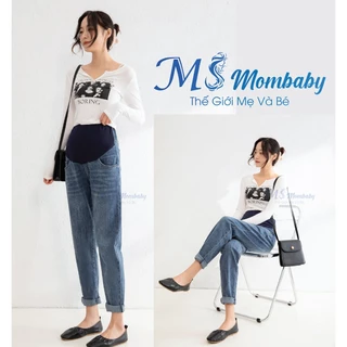 Quần baggy bầu  MS Mombaby có chun chỉnh bụng cạp cao loại 1