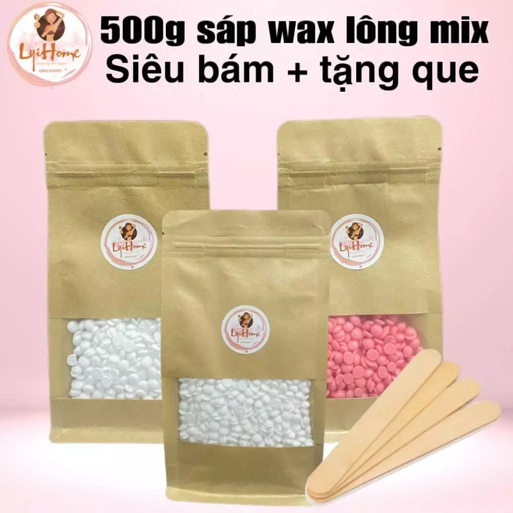 [CHE TÊN] 500g sáp Wax Lông Nóng Sữa Dừa Cao Cấp Lyihome Siêu Bám Lông Tặng Que gỗ phù hợp với mọi da