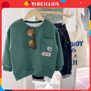 Áo sweater bé trai Magickids áo thu đông chất nỉ lót bông dài tay cho bé từ 9 đến 25kg hàng QCCC Quần áo trẻ em AON23009