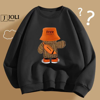 Áo Sweater Gấu Free Nam Nữ By JOLI Unisex Chất Nỉ Lót Bông Form Rộng