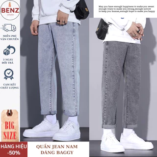 Quần jean nam ống suông rộng HELLOYOU, quần bò nam xám đen dáng baggy chất jeans bò cao cấp phong cách hàn quốc 2023