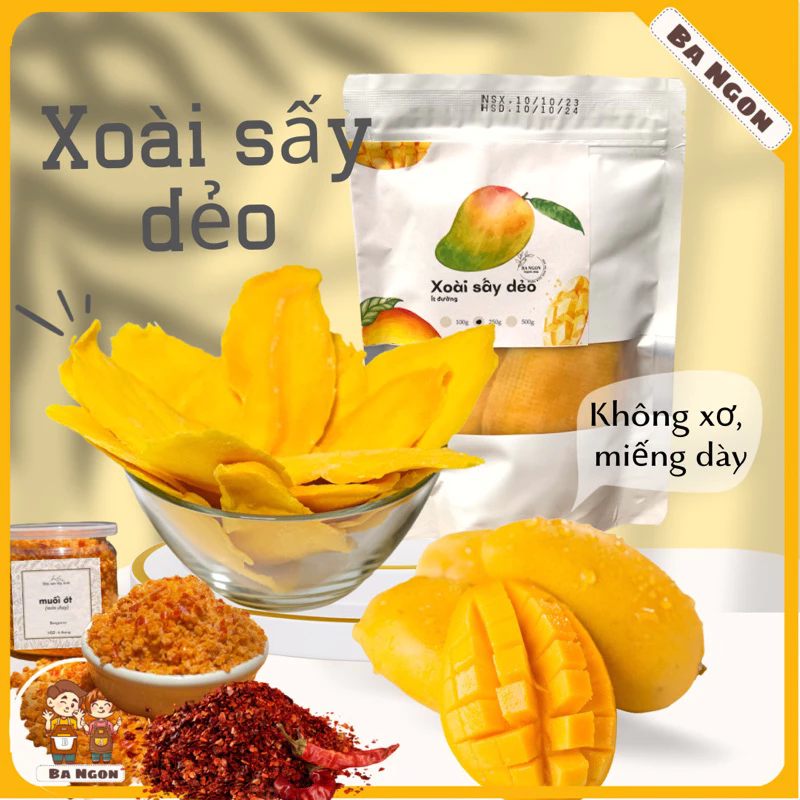 Xoài sấy dẻo hàng Xk loại A - Xoài dẻo sấy muối ớt - Xoài lát miếng to sấy dẻo - ảnh shop tự quay chụp