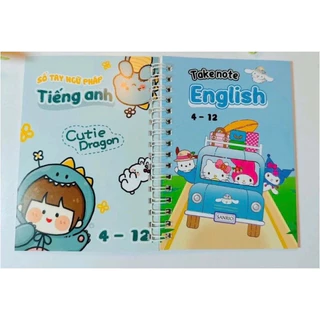 [BẢN MỚI NHẤT] Sổ giấy lò xo A6 takenote, sticker ngữ pháp tiếng anh lớp 4 đến 12