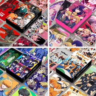 Hộp 60 thẻ ảnh 2 mặt lomo card bo góc anime: Blue Lock, Jujutsu Kaisen,Kimetsu, Naruto, Slam dunk, Jojo, Haikyu...