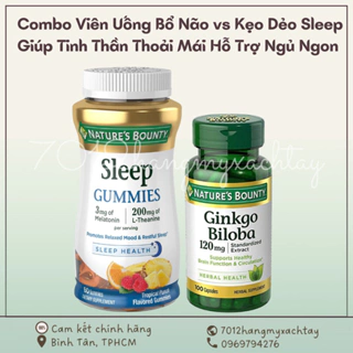 [BILL MỸ-HOẢ TỐC] Combo Viên Uống Bổ Não và Kẹo Dẻo Ngủ Ngon Sleep Nature Bounty (kèm ảnh thật shop chụp)