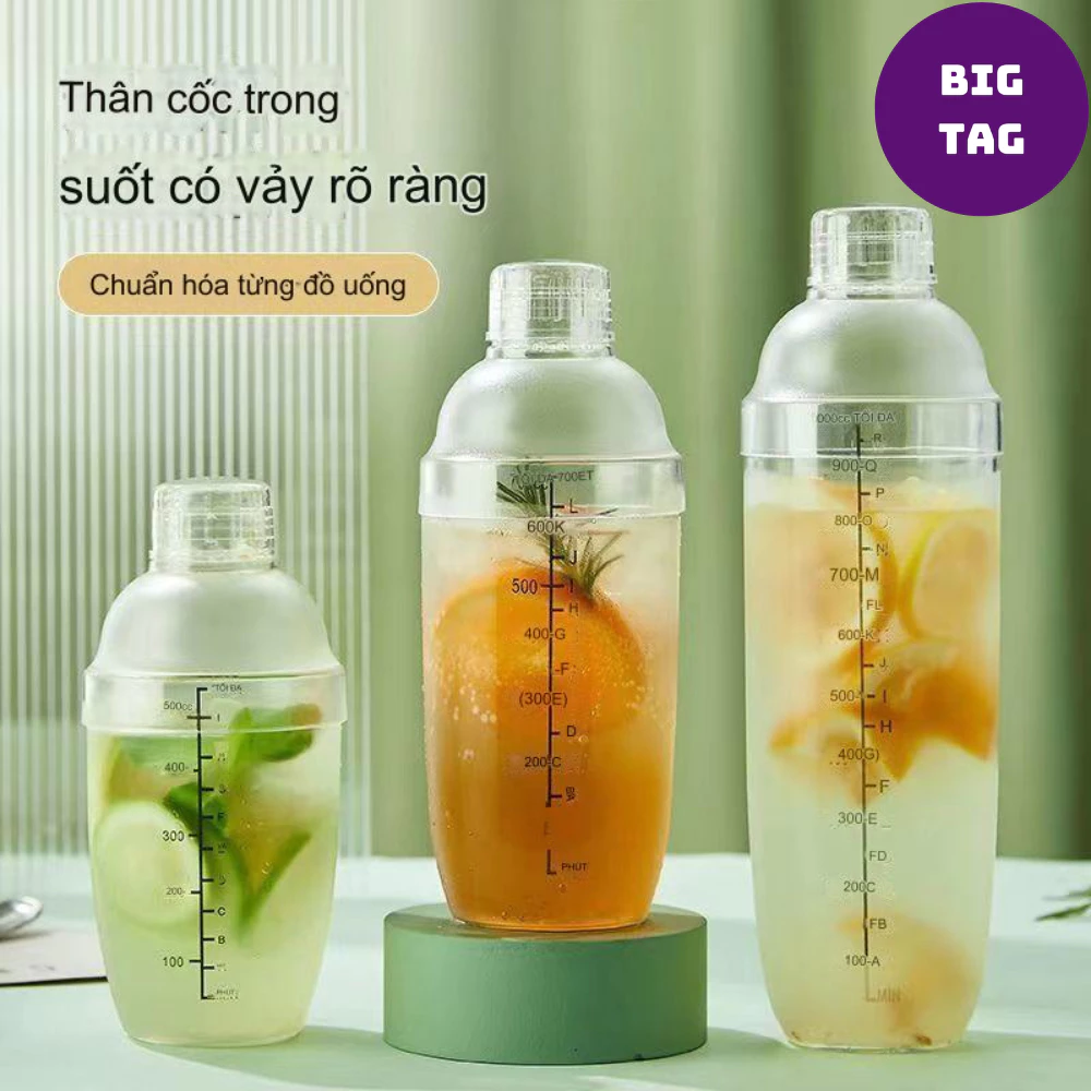 bình lắc pha chế nhựa cao cấp việt nhật, có vạch chia định lượng, cốc pha chế BC010