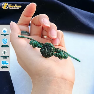 Vòng tay hồ ly chúa 9 đuôi cuộn tròn ngoc sơn thủy xanh bện chỉ handmade may mắn trợ duyên hợp mệnh - Tuệ Lâm