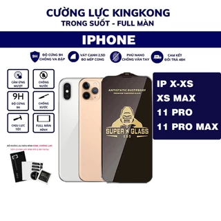 Kính cường lực KingKong iphone X/XS/XS MAX /11/11 PRO MAX full màn trong suất , màu đen ,bền ,hạn chế bụi ,xước,