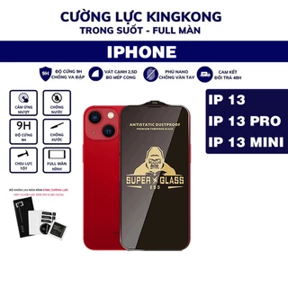Kính cường lực KingKong iphone 13/13 PRO /13 MINI full màn trong suất , màu đen ,bền ,hạn chế bụi ,xước, vân tay