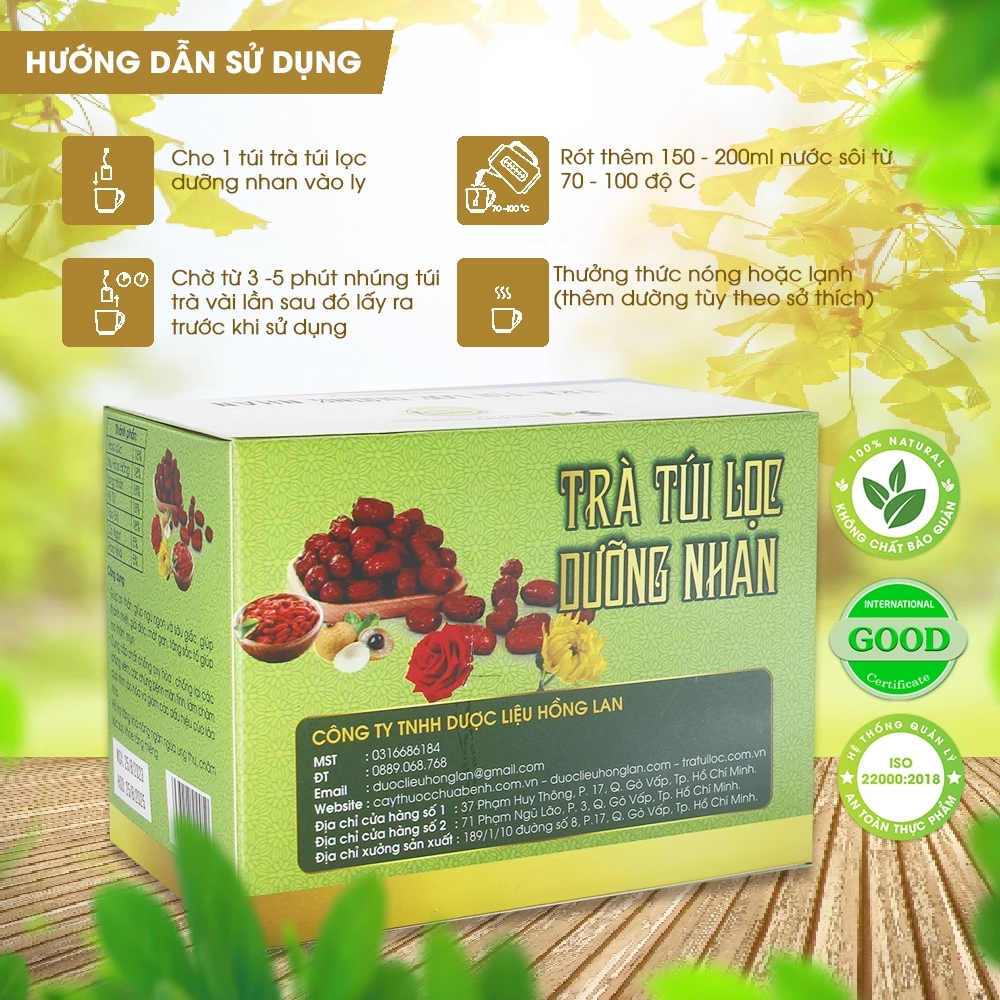 ✅ Trà dưỡng nhan 7 vị túi lọc hộp 60g (20gói x3g) Dược Liệu Hồng Lan - Giúp ngủ ngon, thanh nhiệt, mát gan, đẹp da