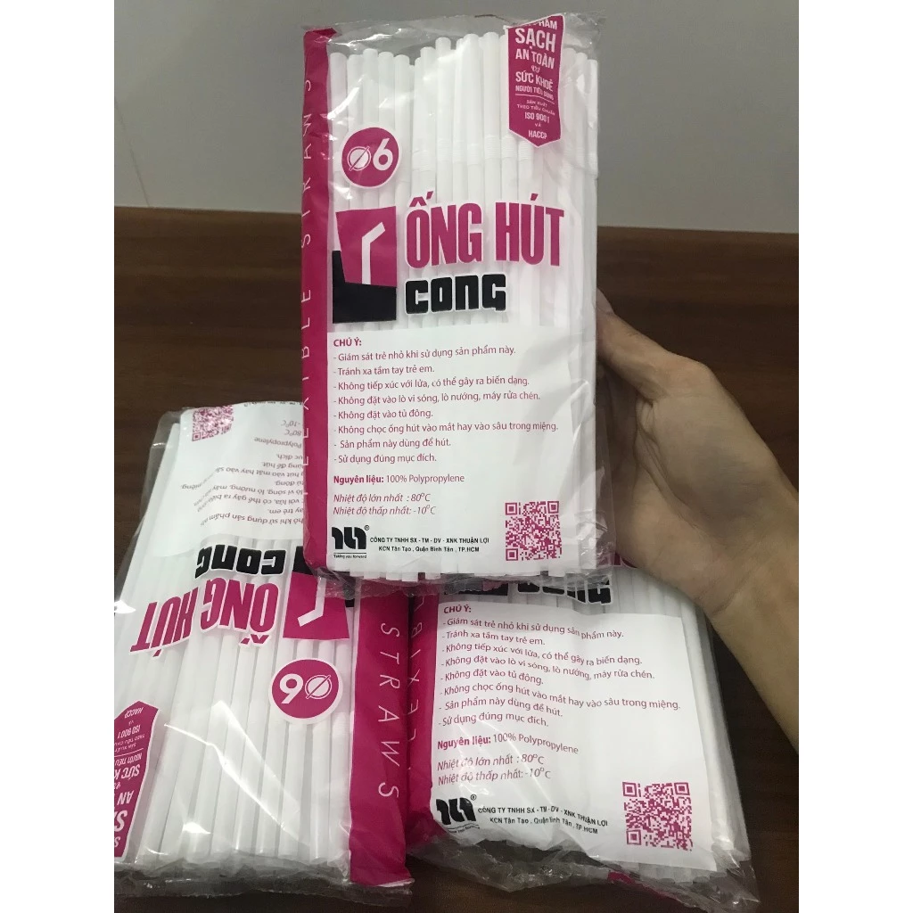 ống hút cong phi 6 màu trắng, bịch 80 cái _ống hút cà phê, nước ép, sinh tố_ống hút cong cao cấp