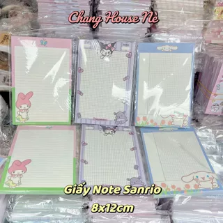 (Rẻ Xinh) Tập Giấy Note Dài 8x12cm gồm 50 Tờ Dễ Thương Hình Cinnamoroll Kuromi Melody