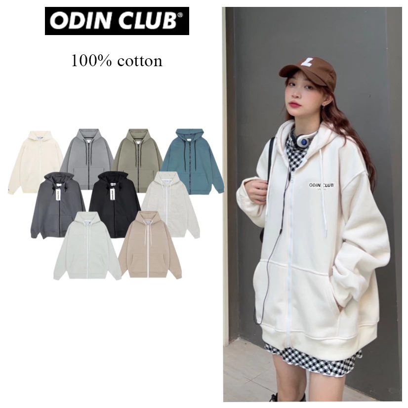 Hoodie zip ODIN CLUB - Áo khoác nỉ dây kéo nhiều màu dày dặn form rộng unisex