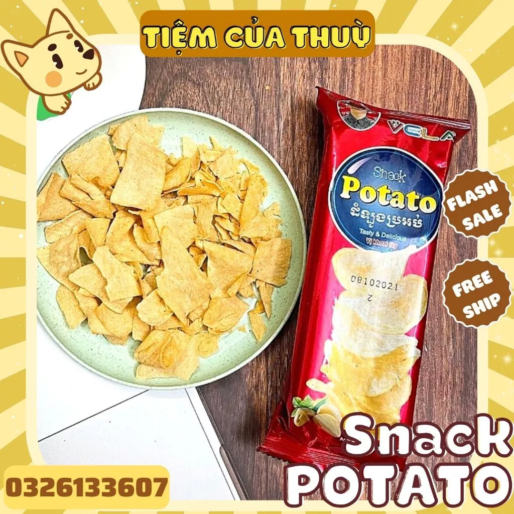 10 GÓI KHOAI TÂY BIMBIM POTATO MỚI, snack khoai tây lát, đồ ăn vặt, ăn vặt tuổi thơ cổng trường