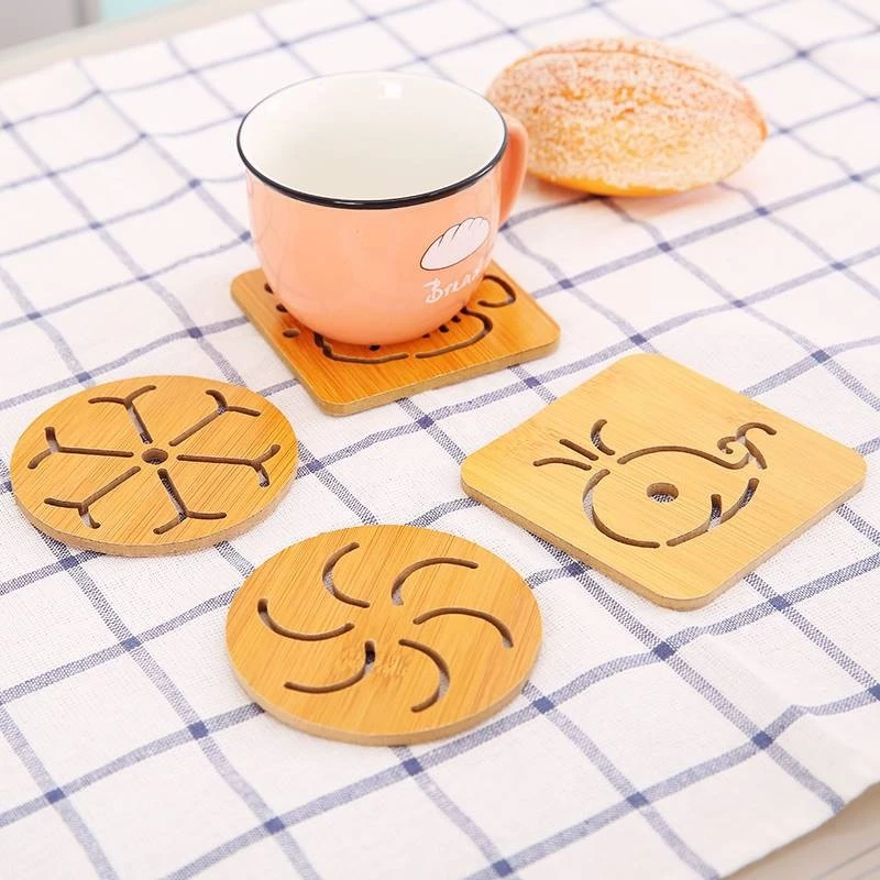 Combo 10 Đế Gỗ Lót Nồi Xoong, Chén Bát, Lót Ly Cốc Cách Nhiệt Nhiều Hình Dễ Thương