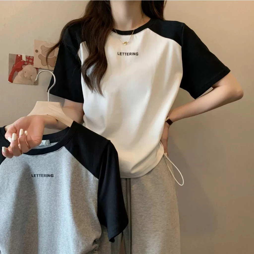 Áo Croptop Lettering Dây Rút Dáng Babytee Dành Cho Nữ