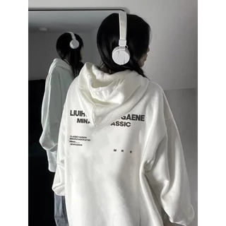 Focus local brand fashion vintage hoodie white long sleeve for women oversized Áo khoác nỉ unisex 100%cotton