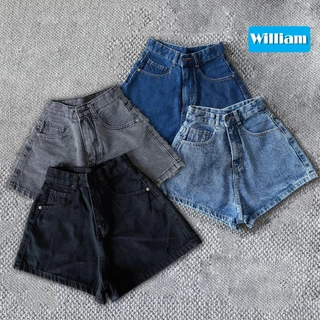 (Big size) Quần short jean nữ lưng cao ống rộng, quần đùi bò không co giãn Jean nữ William - AT364