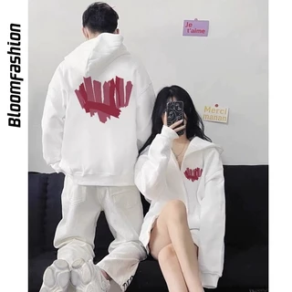 Áo hoodie zip nỉ nam nữ chonmua365 hình trái tim hồng áo đôi cho mùa thu đông