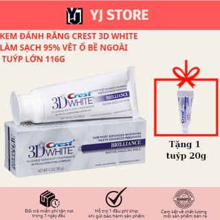 XẢ KHO Kem đánh răng trắng răng Crest 3D White Brilliance 116g ( HÀNG USA) + Tặng Kèm Tuýp Nhỏ 20g-YJ