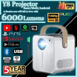 [BÁN HÀNG FLASH] Máy chiếu Android LENS Y8 PRO Mini 6500 Lumens HD 1080P 4K WiFi LED Projector.